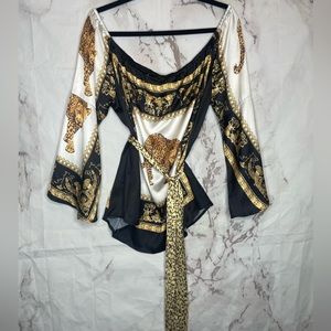 Black and gold satin top